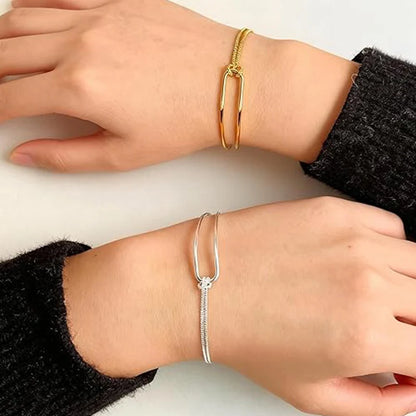 2/1pcs Matching Knot Bracelets Adjustable Double Chain Gold/Silver Plated Minimalist Bracelet for Friends Couples Jewelry Gifts