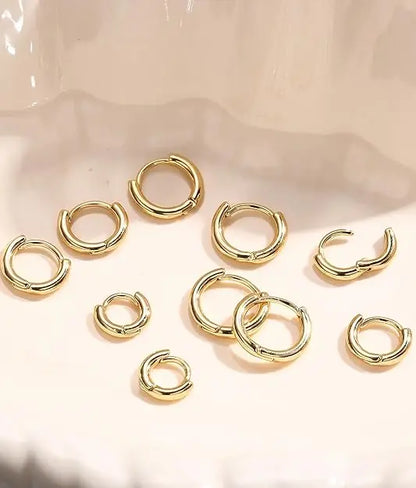 5 Pairs 14K Gold Plated Huggie Hoop Earrings for Women Lightweight Minimalist Small Hoops Multiple Piercing Stack Set Earrings