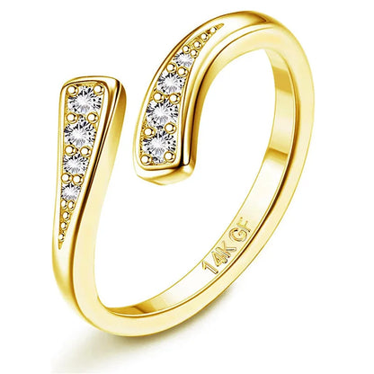 14K Gold Filled Toe Rings for Women Waterproof Open Toe Rings Adjustable Non Tarnish Hug CZ Toe Ring Summer Beach Foot Jewelry