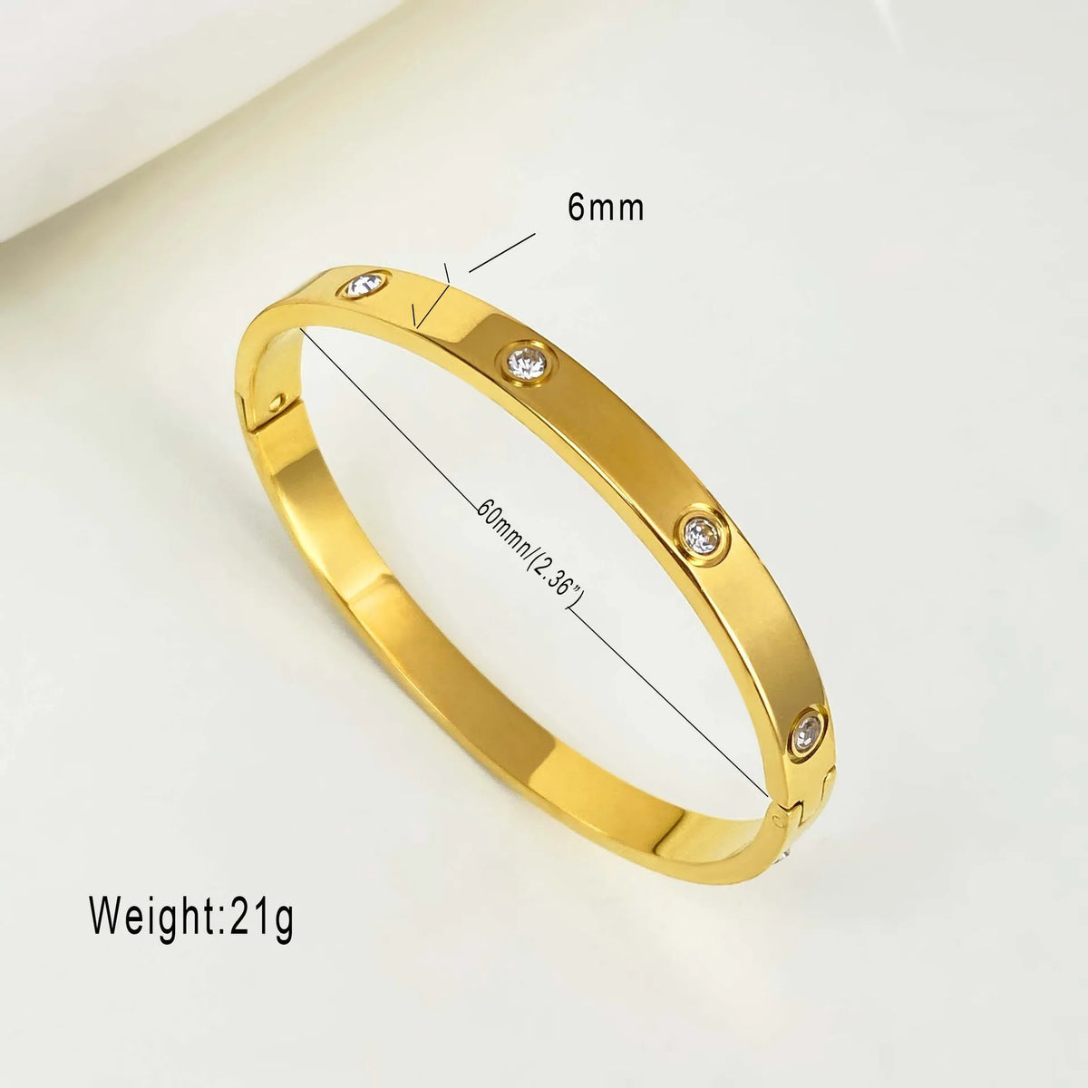 304 Stainless Steel Bangle Bracelet for Women White Shell Inlaid CZ Crystal Open Cuff Bangle Waterproof No Fade Daily Jewelry