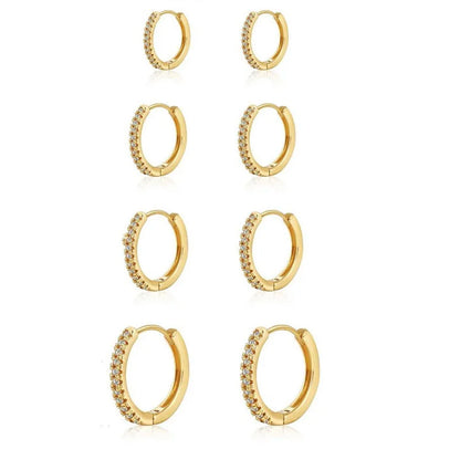 4 Pairs Small 925 Silver Plated CZ Hoop Earrings Set Cartilage Helix Sparkling Cubic Zirconia Huggie Hoops Earrings for Women
