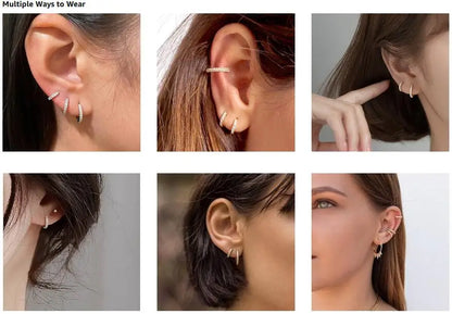 925 Sterling Silver Hoop Earrings for Women 14K Gold Plated Cubic Zirconia Small Huggie Hoops Minimalist Jewelry Gift for Her