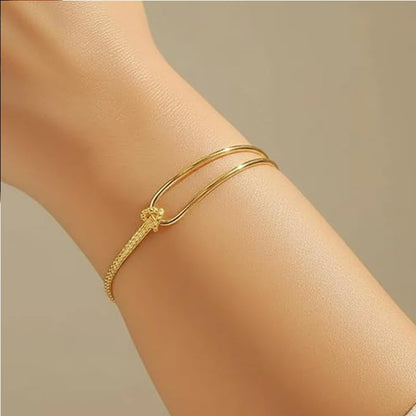 2/1pcs Matching Knot Bracelets Adjustable Double Chain Gold/Silver Plated Minimalist Bracelet for Friends Couples Jewelry Gifts