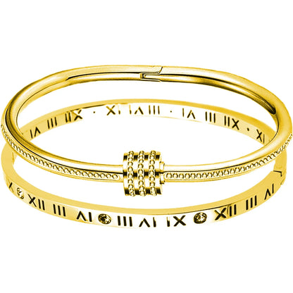 Hot Sale Gold Plated Double-Layer Bracelet CZ Inlaid Luxury Bangle for Women Fashion Trendy Jewelry Perfect Gift for Daily Wear