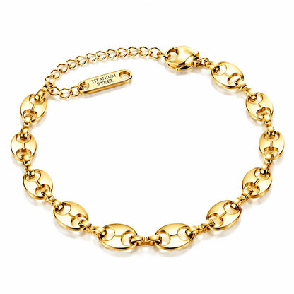 Stainless Steel Pig Nose Chain Bracelet for Men Women Oval Link Bracelet Minimalist Jewelry Gold Silver Color Bracelet Gift
