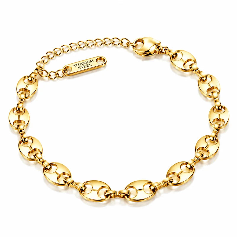 Stainless Steel Pig Nose Chain Bracelet for Men Women Oval Link Bracelet Minimalist Jewelry Gold Silver Color Bracelet Gift