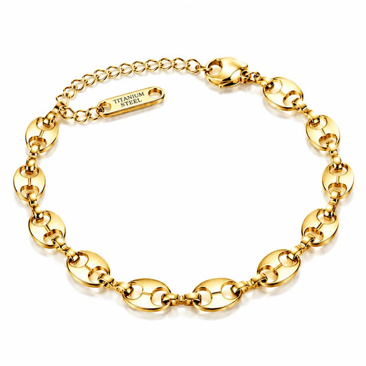 Stainless Steel Pig Nose Chain Bracelet for Men Women Oval Link Bracelet Minimalist Jewelry Gold Silver Color Bracelet Gift
