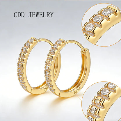925 Sterling Silver Hoop Earrings for Women 14K Gold Plated Cubic Zirconia Small Huggie Hoops Minimalist Jewelry Gift for Her