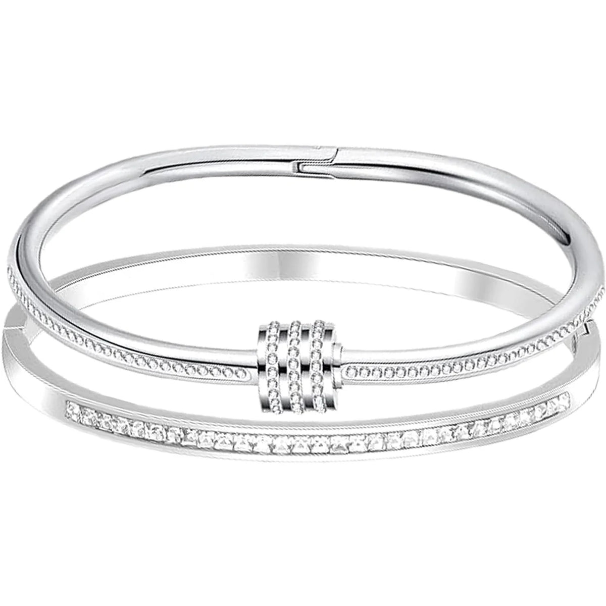 Hot Sale Gold Plated Double-Layer Bracelet CZ Inlaid Luxury Bangle for Women Fashion Trendy Jewelry Perfect Gift for Daily Wear