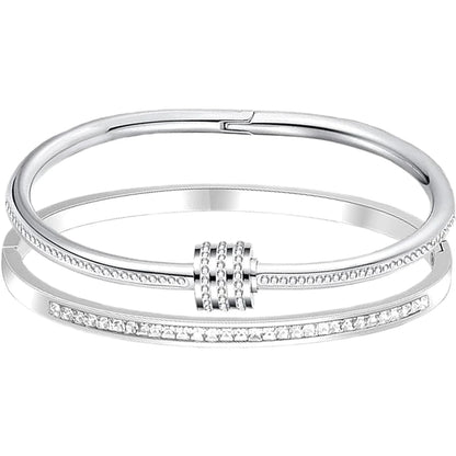 Hot Sale Gold Plated Double-Layer Bracelet CZ Inlaid Luxury Bangle for Women Fashion Trendy Jewelry Perfect Gift for Daily Wear